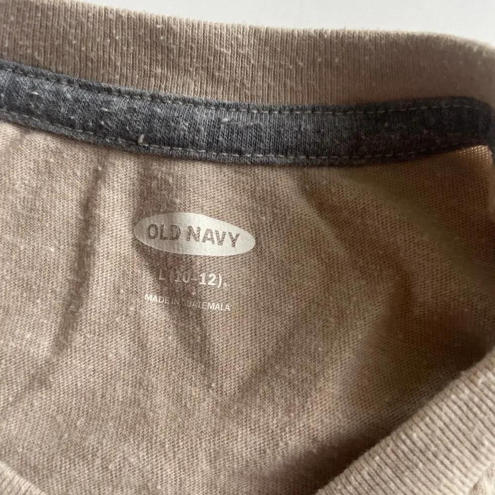 Old Navy Light Brown Long Sleeve Graphic T-Shirt